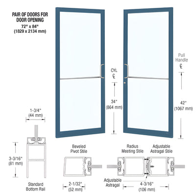 CRL-U.S. Aluminum 72x84 Narrow-Stile S250 Gear Hinge Door Pair Kynar