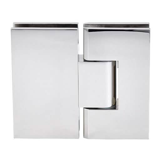 Polished Nickel Vienna 380 Glass Hinge - 180° Adjustable, Sleek Design for Modern Spaces