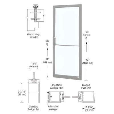 CRL-U.S. Aluminum 250 Clear Anodized Narrow Stile Active Leaf 36x84