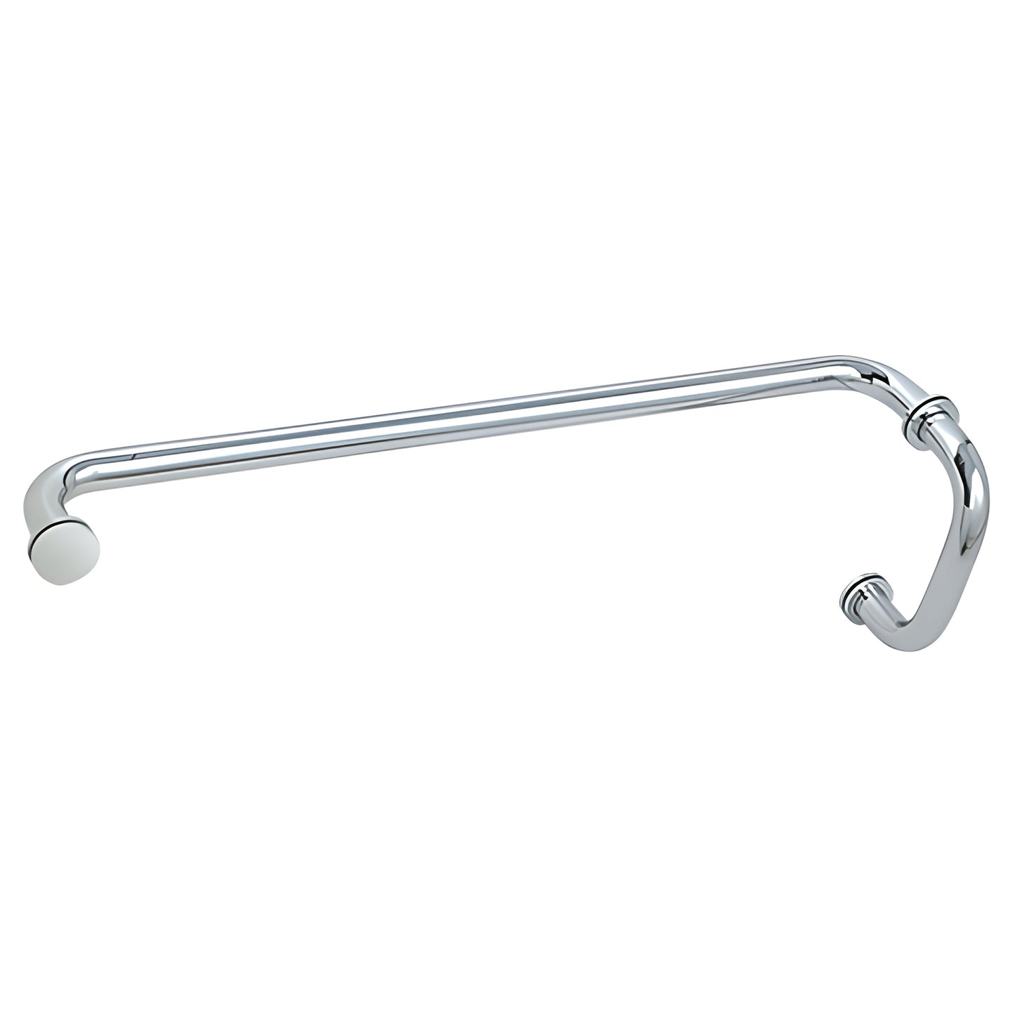 BM6X22CH polished chrome brass combination shower pull and 22 in. towel bar for frameless glass doors
