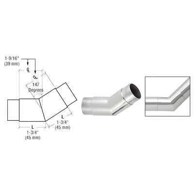 CRL 147° Polished Stainless Steel Flush Angle Fitting for 1-1/2" Tube