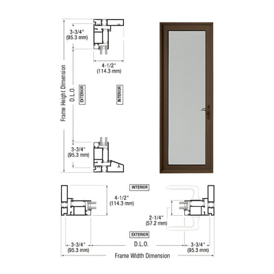 Custom Series 900 Class l Bronze Black Anodized Hinged Right Swing Out Terrace Single Door with 3-3/4" Bottom Rail and Standard Threshold