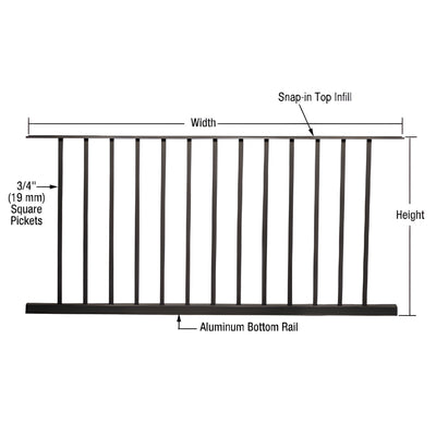 CRL Matte Black 200, 300, 350, and 400 Series 60"W x 36"H Picket Panel