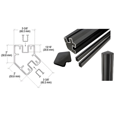 CRL Matte Black AWS 48" Long 2" x 2-3/8" Rectangular 135 Degree Post Kit