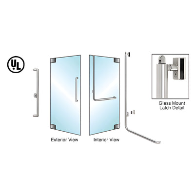 CRL-Blumcraft® Brushed Stainless Left Hand Reverse Glass Mount with Keyed Lock "X" Exterior, Top Securing Panic Handle