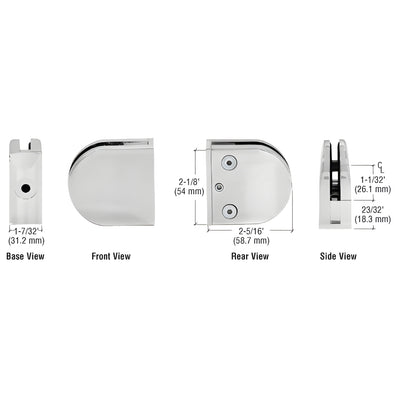 CRL Satin Chrome Z-Series Round Type Flat Base Zinc Clamp for 1/2" Glass