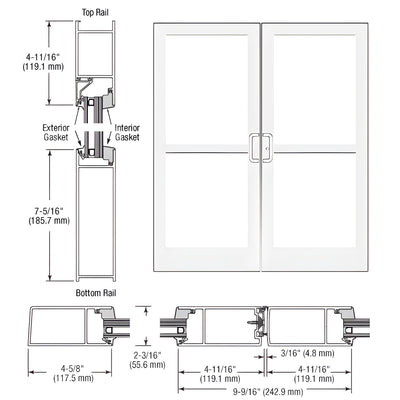 CRL-U.S. Aluminum StormFront™ IG600 Hinged Pair for Panic Door Closer