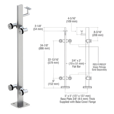 CRL Brushed Stainless Custom P3 Series 180 Degree Center Post Railing Kit