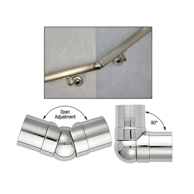 CRL Polished Stainless Adjustable Corner for 2" Tubing