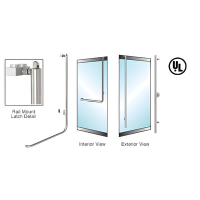 CRL-Blumcraft® Brushed Stainless Right Hand Reverse Low Profile Dorr Mount Keyed Access "FS" Exterior, Top Securing Panic Handle