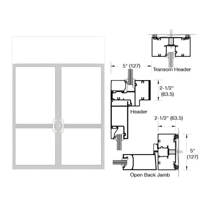 CRL-U.S. Aluminum IG500 Series White KYNAR® Paint Custom Transom Butt Hinge CVR Two Door Frames