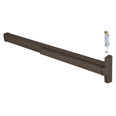 CRL 48" Jackson® Dark Bronze Model 2085 Concealed Vertical Rod Panic Exit Device Dual Point Latching with Top Latch and Bottom Hex Bolt Right Hand Reverse Bevel
