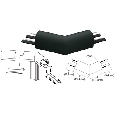 CRL Matte Black 300 Series Top Cap 135º Corner