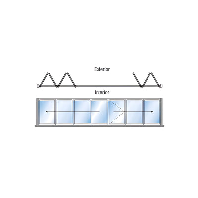 CRL S55R Monterey 4+3 Bi-Fold Bi-Part Exterior Swing with Flush Sill and Exterior Lever Lock Satin Anodized