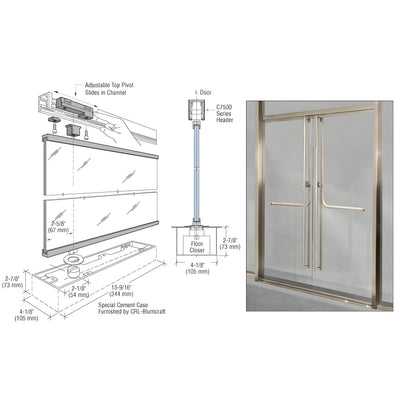 CRL-Blumcraft® Brushed Stainless 1301 Entry Door 5/8" Glass w/Fixed Closer and Standard Top Pivot - No Lock
