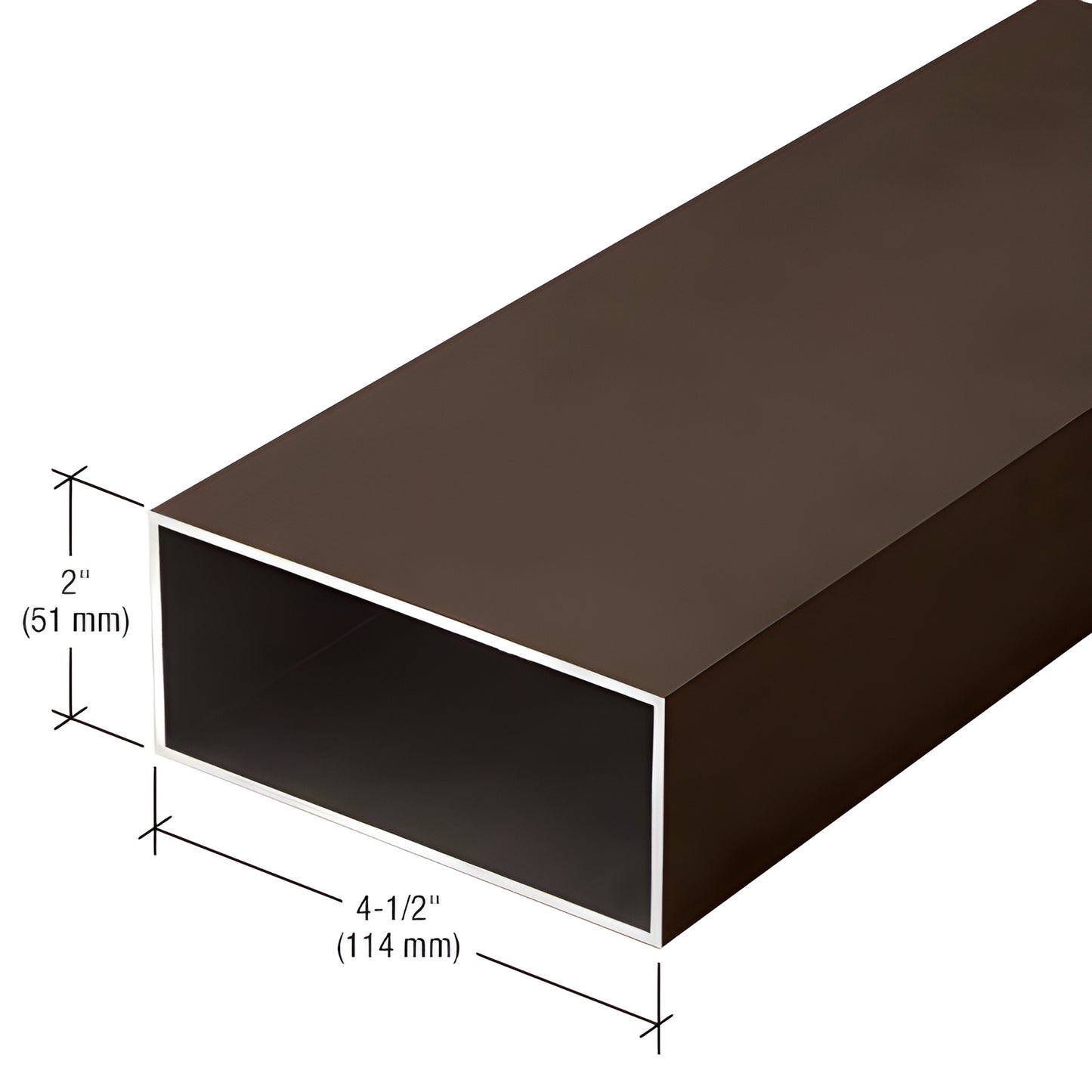 CRL-U.S. Aluminum Rect Tube 2" x 4.5" 24'2" Dark Bronze/Black Anodized