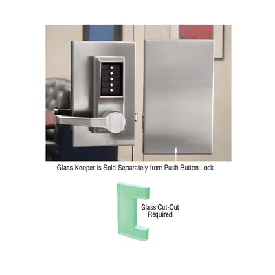CRL Brushed Stainless 6" x 10" LH Center Lock Keeper for Push Button Locks