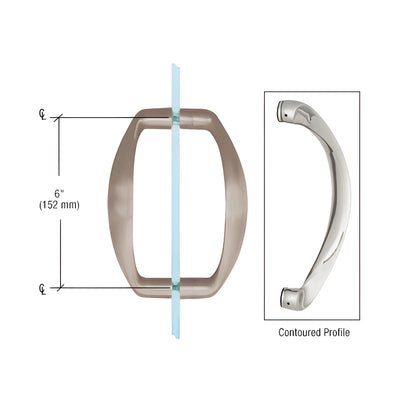 CRL Brushed Nickel 6" Back-to-Back Sculptured Solid Pull Handle