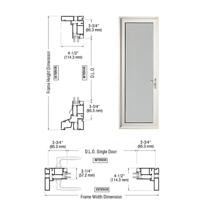 Custom White KYNAR® Paint Series 900 Hinged Left Swing In Terrace Single Door with 3-3/4" Bottom Rail and Standard Threshold
