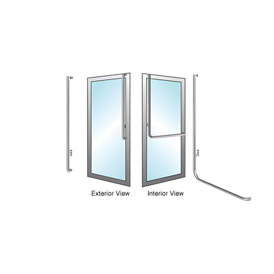 CRL-Blumcraft® Brushed Stainless Left Hand Reverse Aluminum Door Mount "J" Exterior Top Securing Dummy Handle