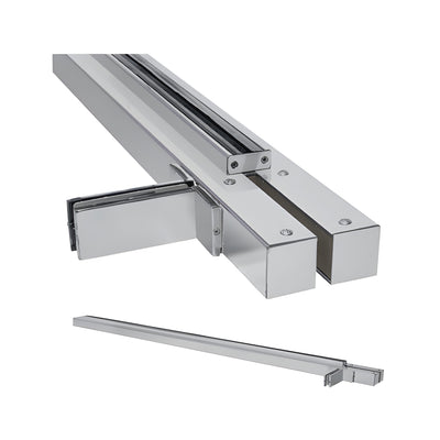 CRL Brushed Stainless Custom Size Double Door Wall-to-Glass Floating Header with Fin Brackets