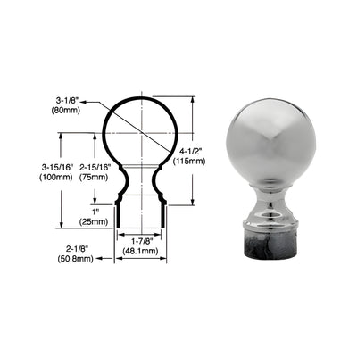 CRL Brushed Stainless Ball End Cap for 2" Tubing