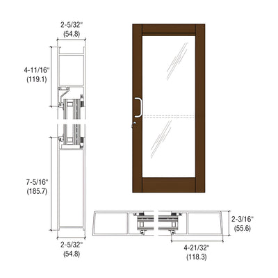 CRL-U.S. Aluminum Bronze Black Anodized Custom Single Series 604 Blast Resistant Butt Hinge Entrance Door With Panic for Surface Mount Door Closer