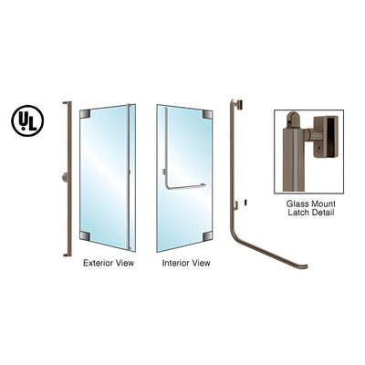CRL-Blumcraft® Oil Rubbed Bronze Left Hand Reverse Glass Mount Keyed Access "F" Exterior, Top Securing Panic Handle