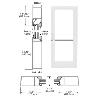 CRL-U.S. Aluminum White KYNAR® Paint IG600 Series Custom Single StormFront™ Gear Hinged Entrance for Surface Closer