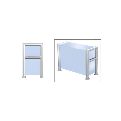 CRL Polished Stainless Elegant 149 Series 1-1/2" Tubing Glass On Top, Shelf, Front, and One End or Both Ends Sneeze Guard