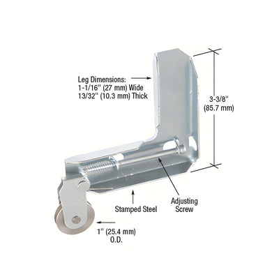 CRL Stamped Aluminum Corner Insert With 1" Steel Ball Bearing Center Groove Sliding Screen Door Roller for Metal Industry