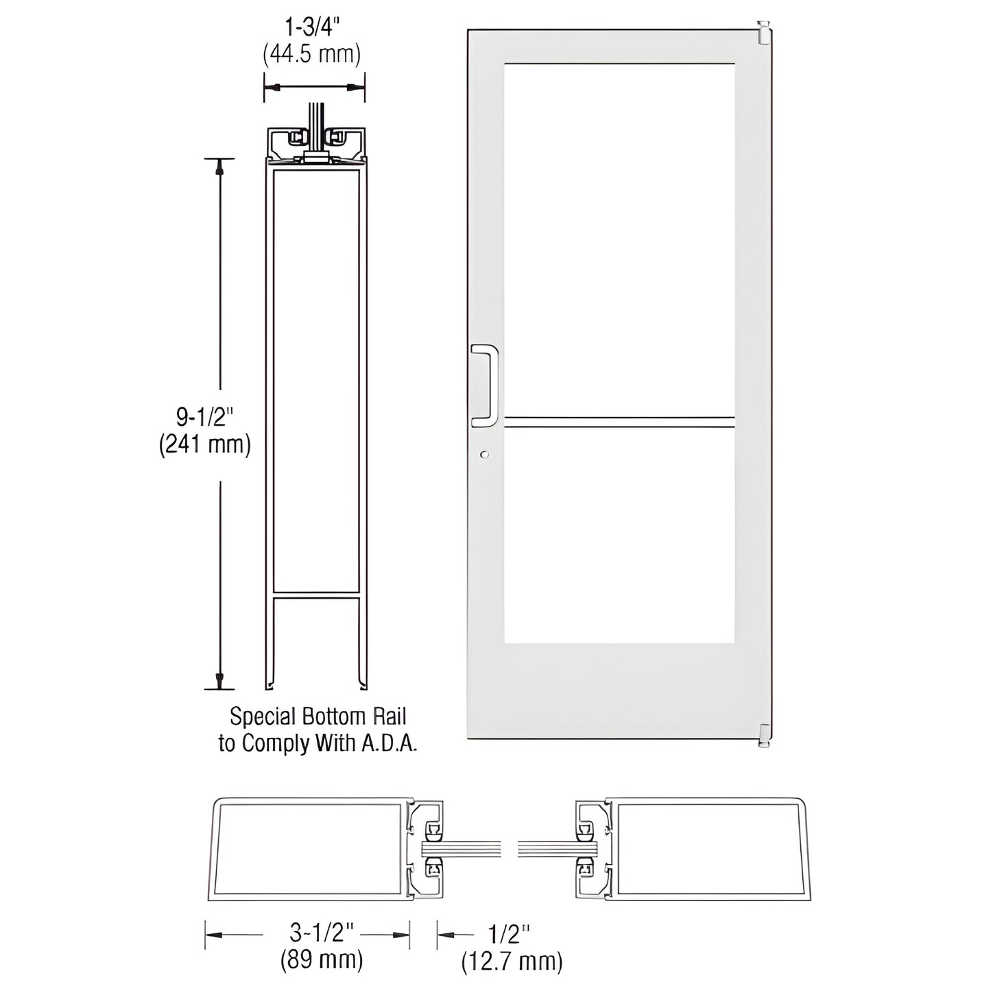 CRL-U.S. Aluminum Offset Pivot Entrance Door - Bone White KYNAR®