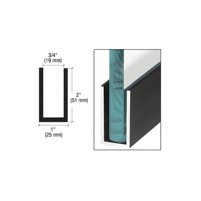 CRL Black Powder Coat Wet / Dry Glaze 2" Deep U-Channel 120" Stock Length