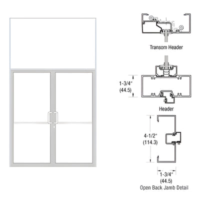 CRL-U.S. Aluminum Custom Size White KYNAR® Paint Series 450 Open Back Gear Hinge Transom Frame Complete (2FT)