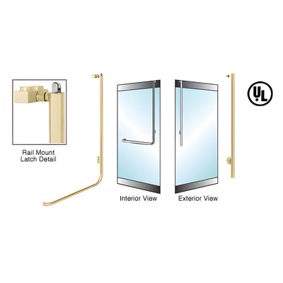 CRL-Blumcraft® Satin Brass Right Hand Reverse Rail Mount Keyed Access "JS" Exterior, Top Securing Panic Handle
