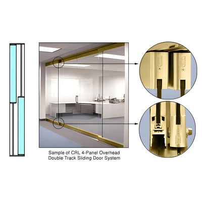 CRL Polished Brass 2-Panel Overhead Double Track Sliding Door System