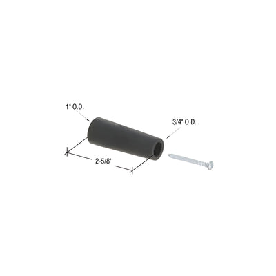 CRL Black Sliding Glass Door Bumper - 2-5/8" Length