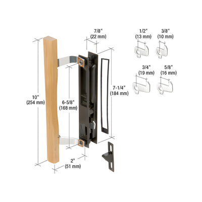 CRL Wood/Black Flush Mount Handle Set 6-5/8" Screw Holes for Croft Doors