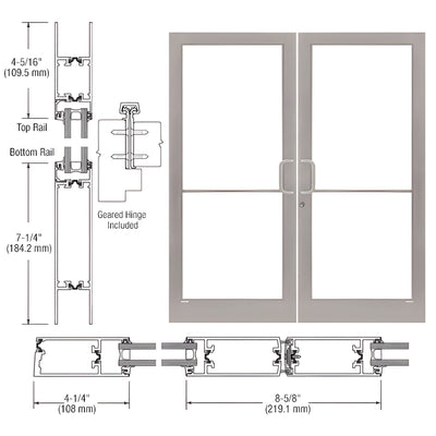 CRL-U.S. Aluminum Clear Anodized Class 1 Custom Pair 72" x 84" Series 400T Medium Stile Gear Hinge Entrance Door