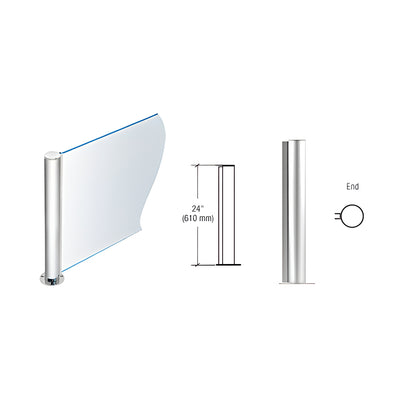 CRL Polished Stainless 24" Round PP08 Elegant Series Counter/Partition End Post