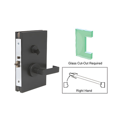 CRL Matte Black 6" x 10" RH Center Lock With Deadlatch in Storeroom Function