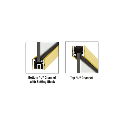 CRL Polished Brass Custom Length U-Channel with Roll-In Top Load Gasket