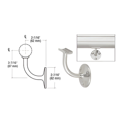 CRL Polished Stainless Del Mar Series Wall Mounted Hand Railing Bracket for 2" Tubing