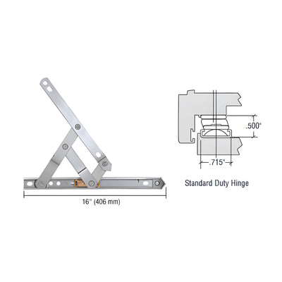 CRL Truth® 16" Standard Duty 4-Bar Stainless Steel Window Hinge