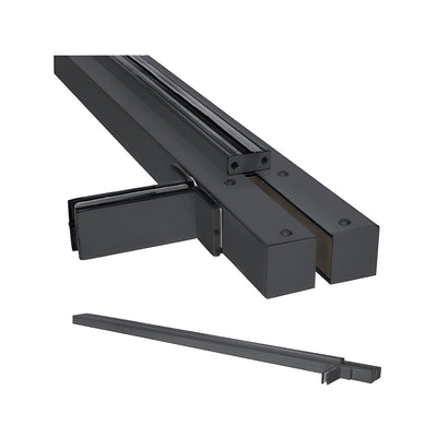 CRL Black Powder Coated Custom Size Single Door Wall-to-Glass Floating Header With Fin Brackets