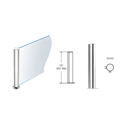 CRL Polished Stainless 18" Round PP08 Elegant Series Counter/Partition Corner Post