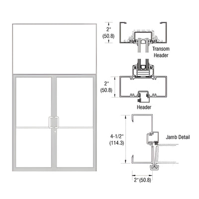 CRL-U.S. Aluminum Custom Size Clear Anodized Class 1 Series 451 Open Back Gear Hinge Transom Frame Complete (2FT)