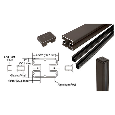 CRL Matte Bronze AWS 2" x 2-5/8" Rectangular 180 Degree 72" Center Post Kit