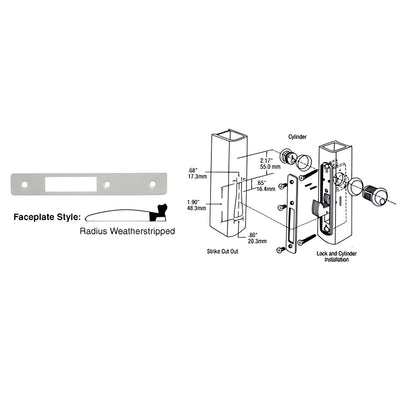 CRL Aluminum Radius Weather-stripped Faceplate for DL2130 Series Hook Throw Deadlocks