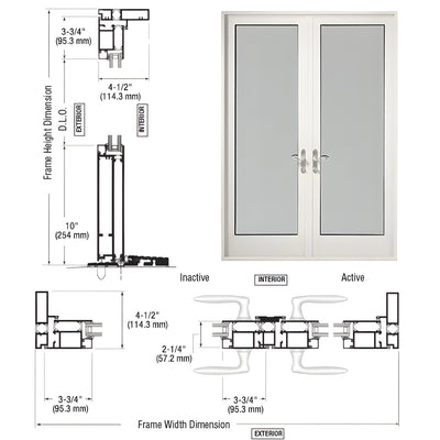 CRL-U.S. Aluminum White KYNAR® Paint Series 925 Patio Door Pair Swing Out